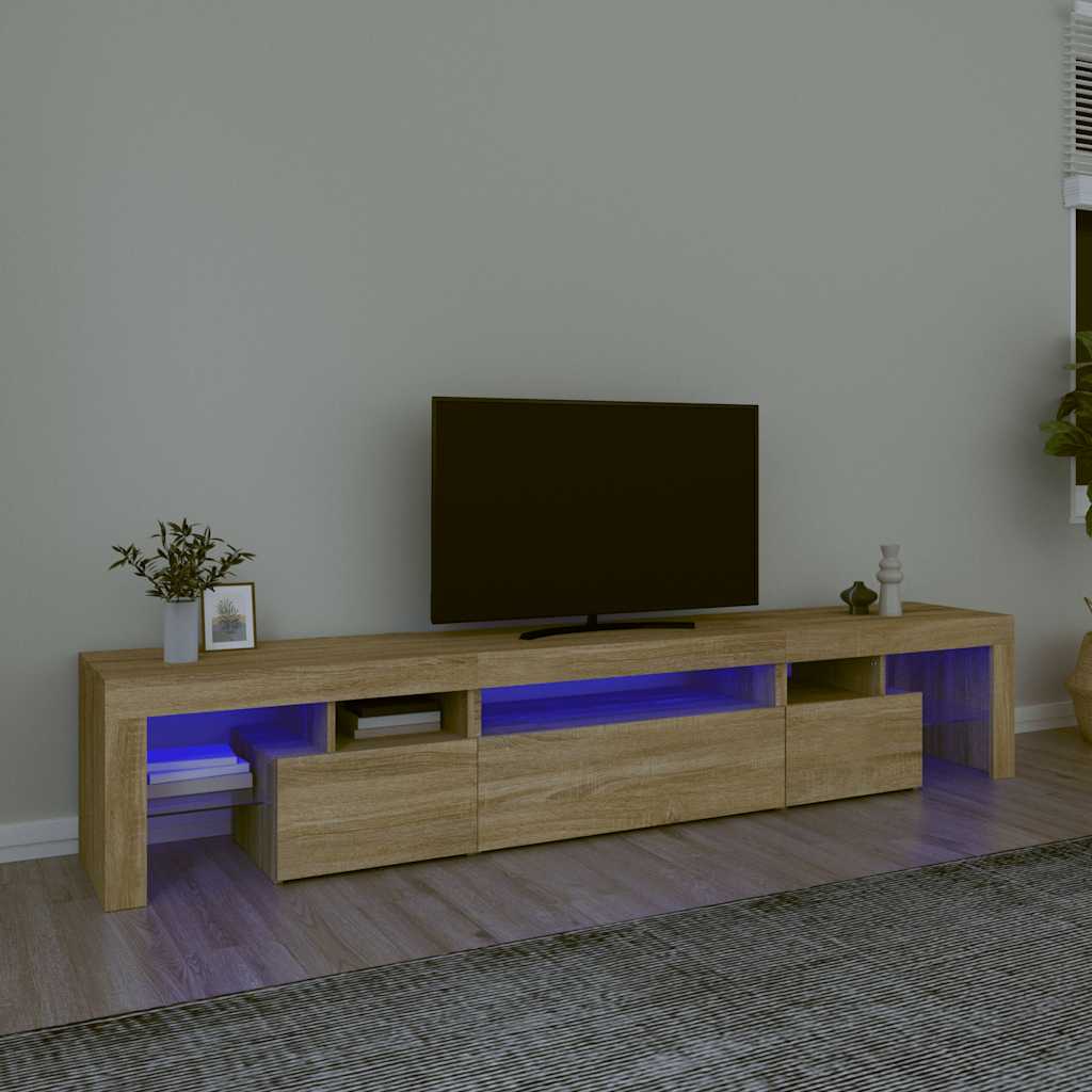 Telerialus LED-tuledega, Sonoma tamm, 215x36,5x40 cm
