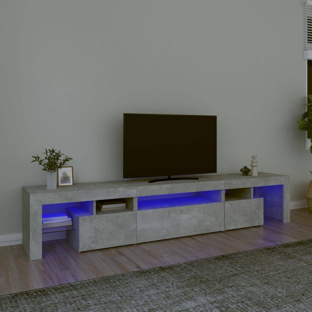 Telerialus LED-tuledega, betoonhall, 215x36,5x40 cm