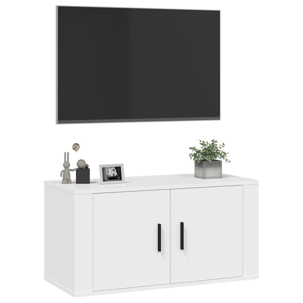 Seinale paigaldatav telerikapp, valge, 80 x 34,5 x 40 cm