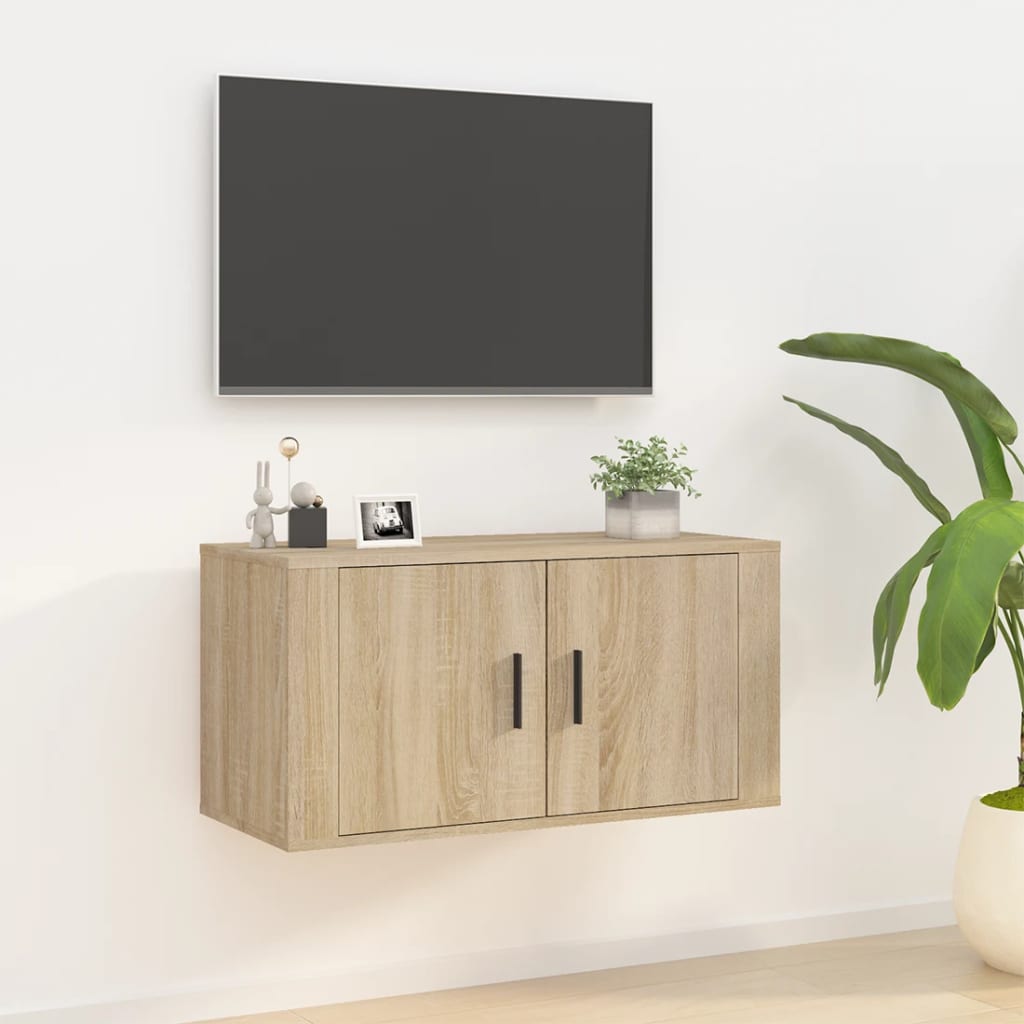 Seinale kinnitatav telerikapp, Sonoma tamm, 80x34,5x40 cm
