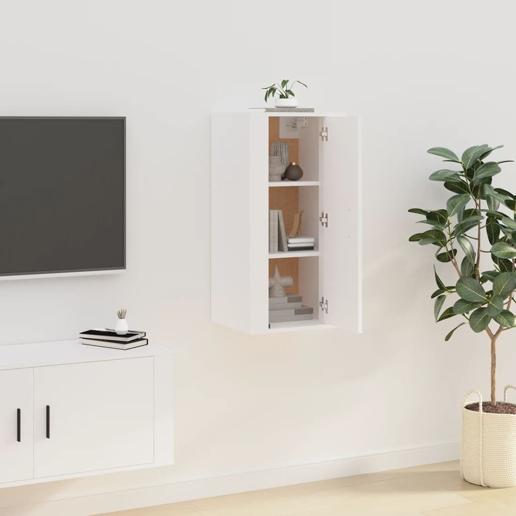 Seinale paigaldatav telerikapp, valge, 40x34,5x80 cm