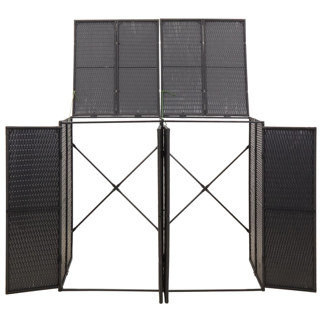 Kahe prügikasti kuur, must, 140 x 80 x 117 cm, polürotang