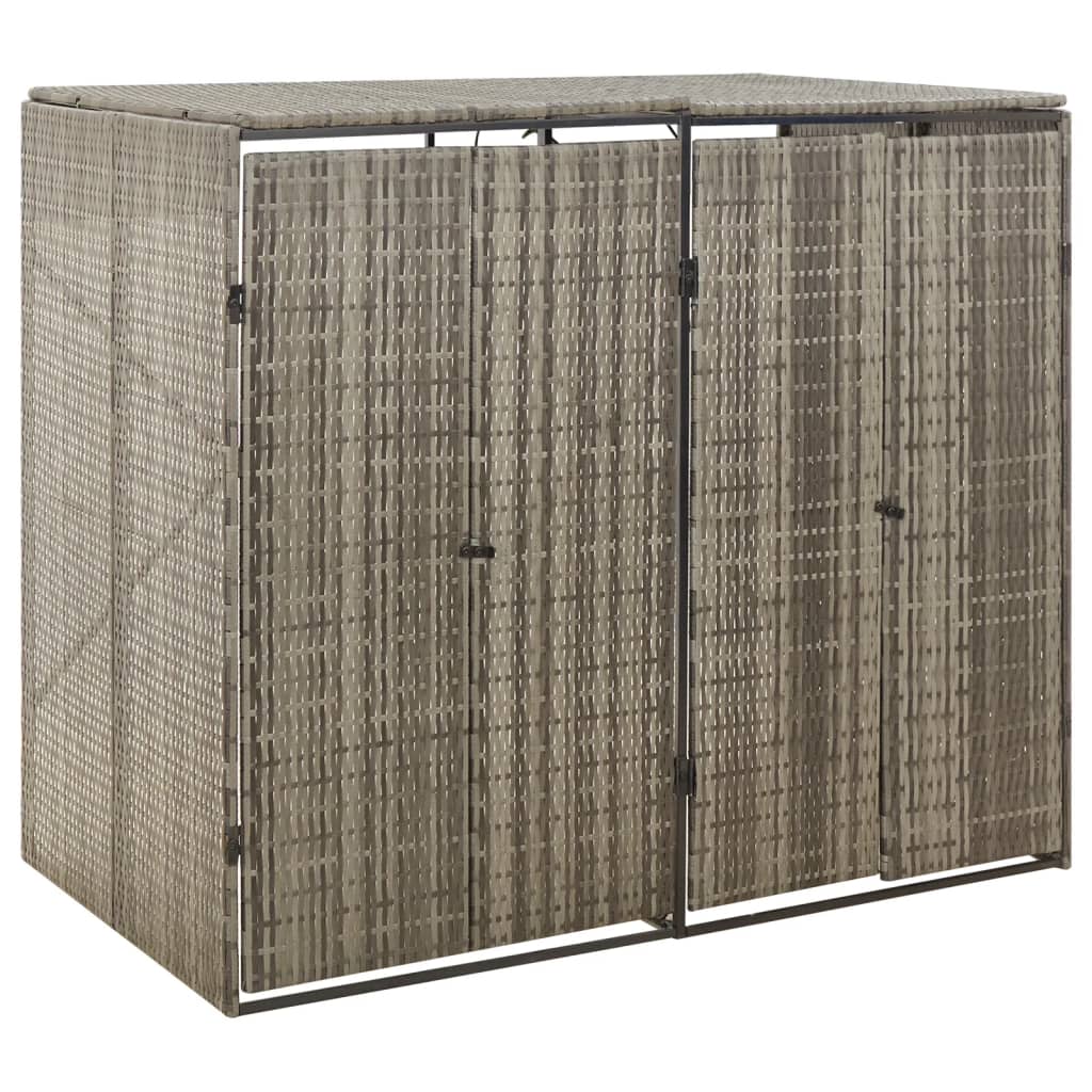 Kahe prügikasti kuur, hall, 140 x 80 x 117 cm, polürotang