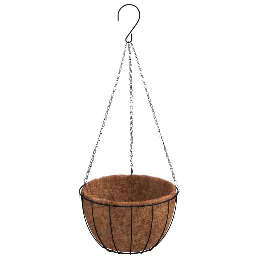 Riputatavad taimekastid 4 tk, kookosvoodriga, must, Ø35 x 52 cm