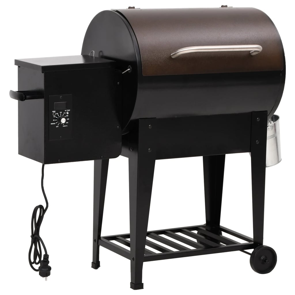 Pelletgrill alumise riiuliga, must, 94 cm, raud
