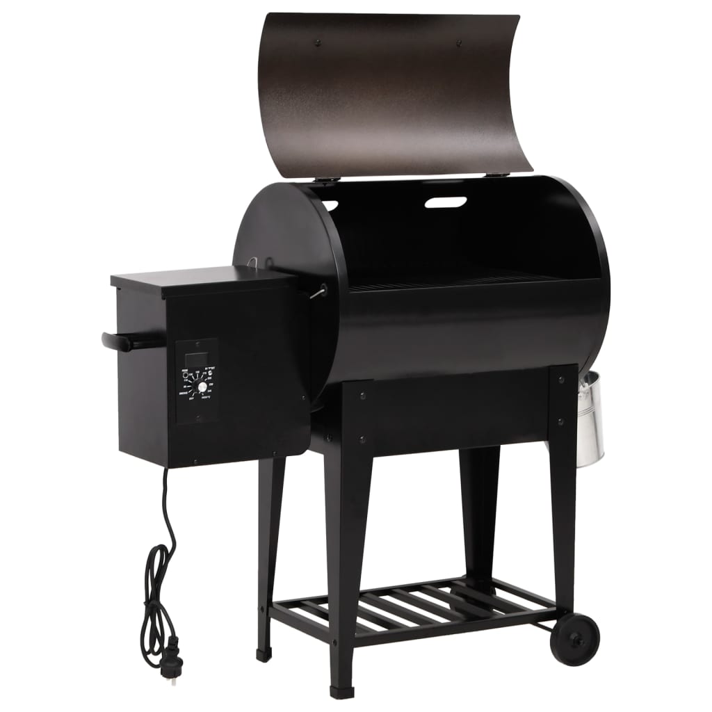 Pelletgrill alumise riiuliga, must, 94 cm, raud