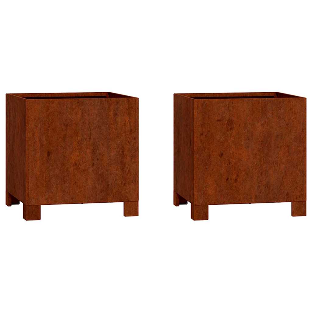Jalgadega taimekastid, 2 tk, rooste, 30x30x30 cm, Corten teras