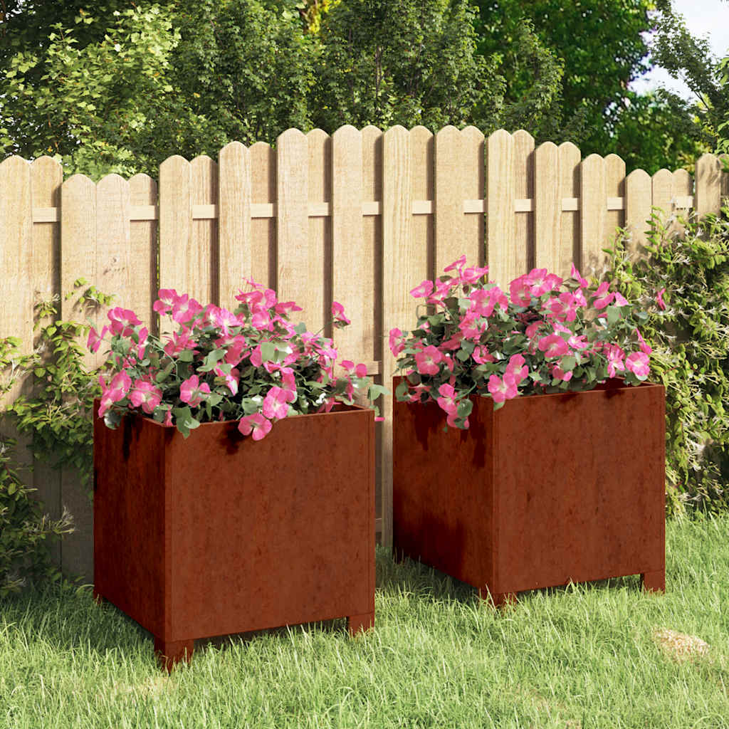 Jalgadega taimekastid, 2 tk, rooste, 30x30x30 cm, Corten teras