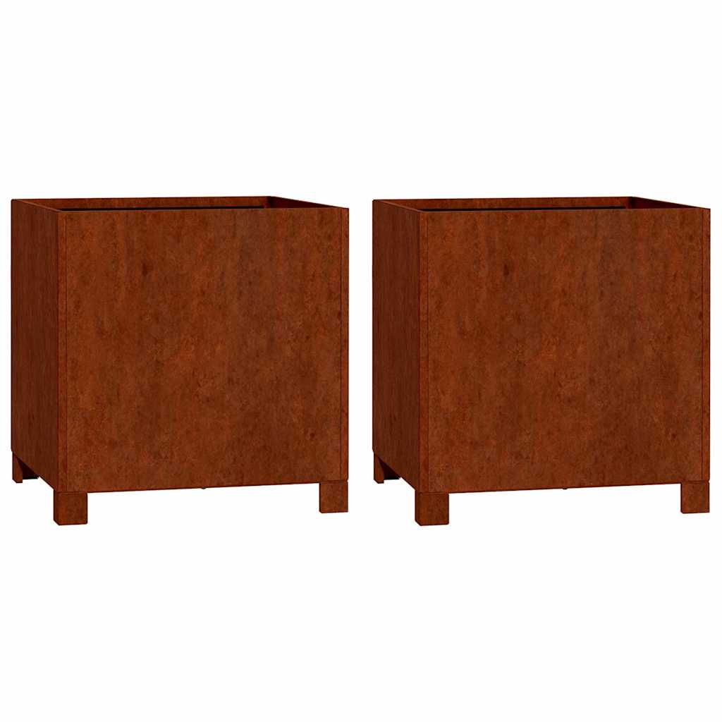 Jalgadega taimekastid, 2 tk, rooste, 40x40x40 cm, Corten teras