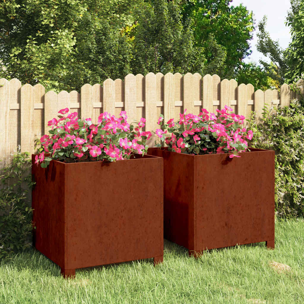 Jalgadega taimekastid, 2 tk, rooste, 40x40x40 cm, Corten teras
