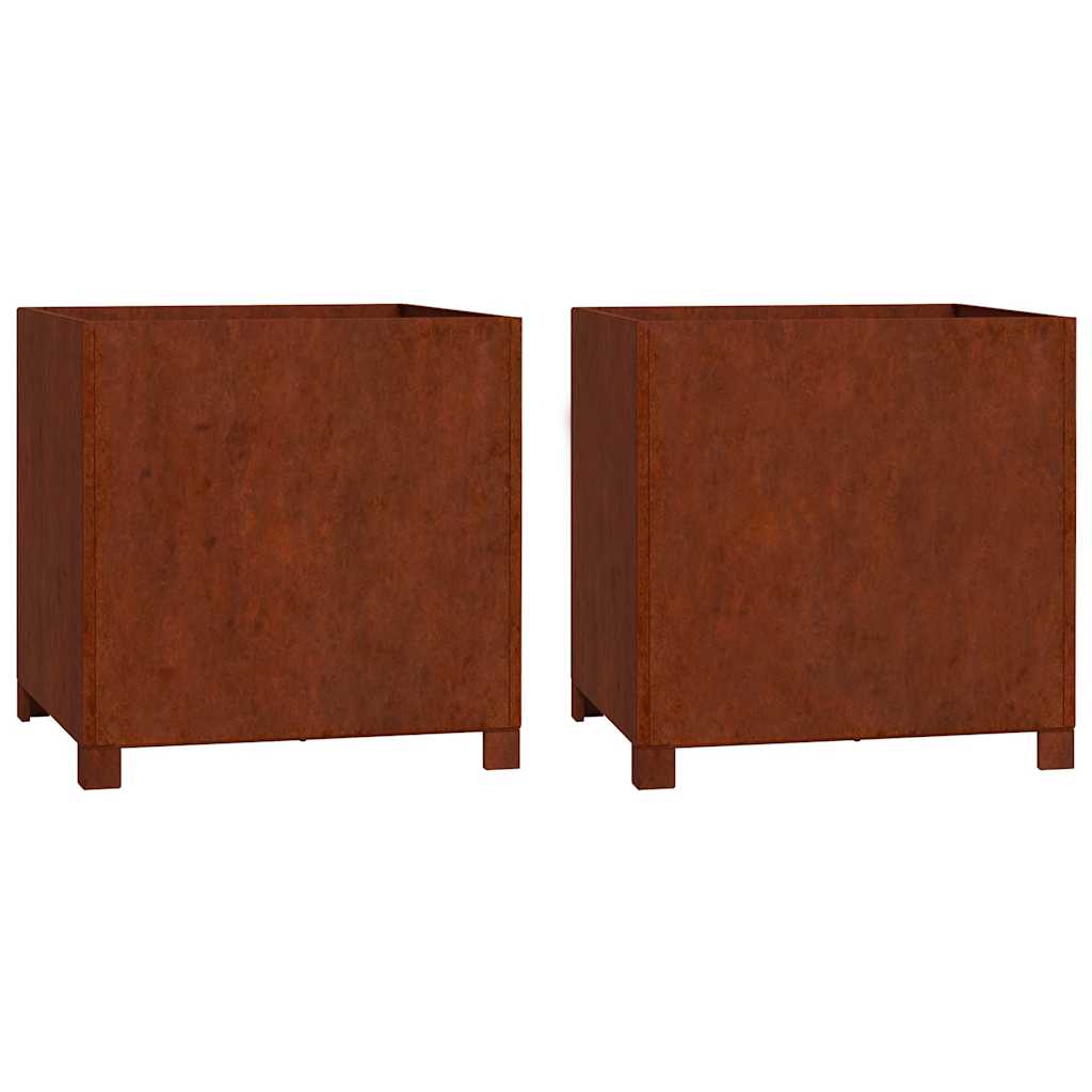 Jalgadega taimekastid, 2 tk, rooste, 50x50x50 cm, Corten teras