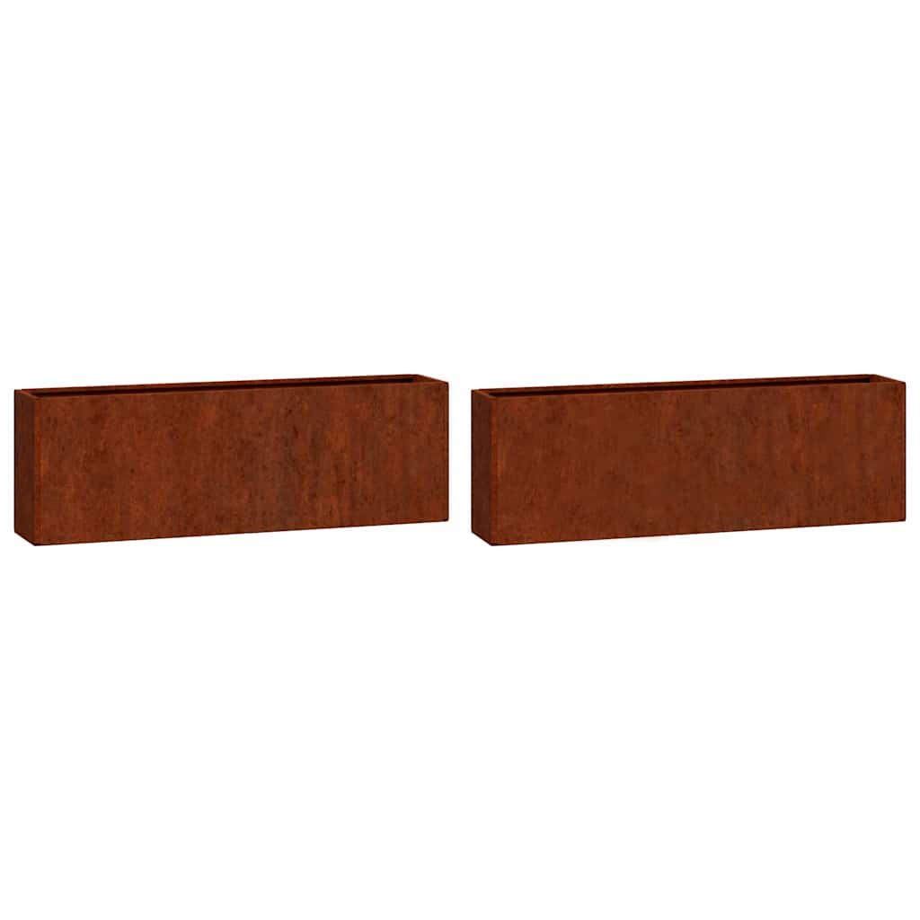 Seina taimekastid 2 tk, roostes, Corteni teras, 53x10x17 cm
