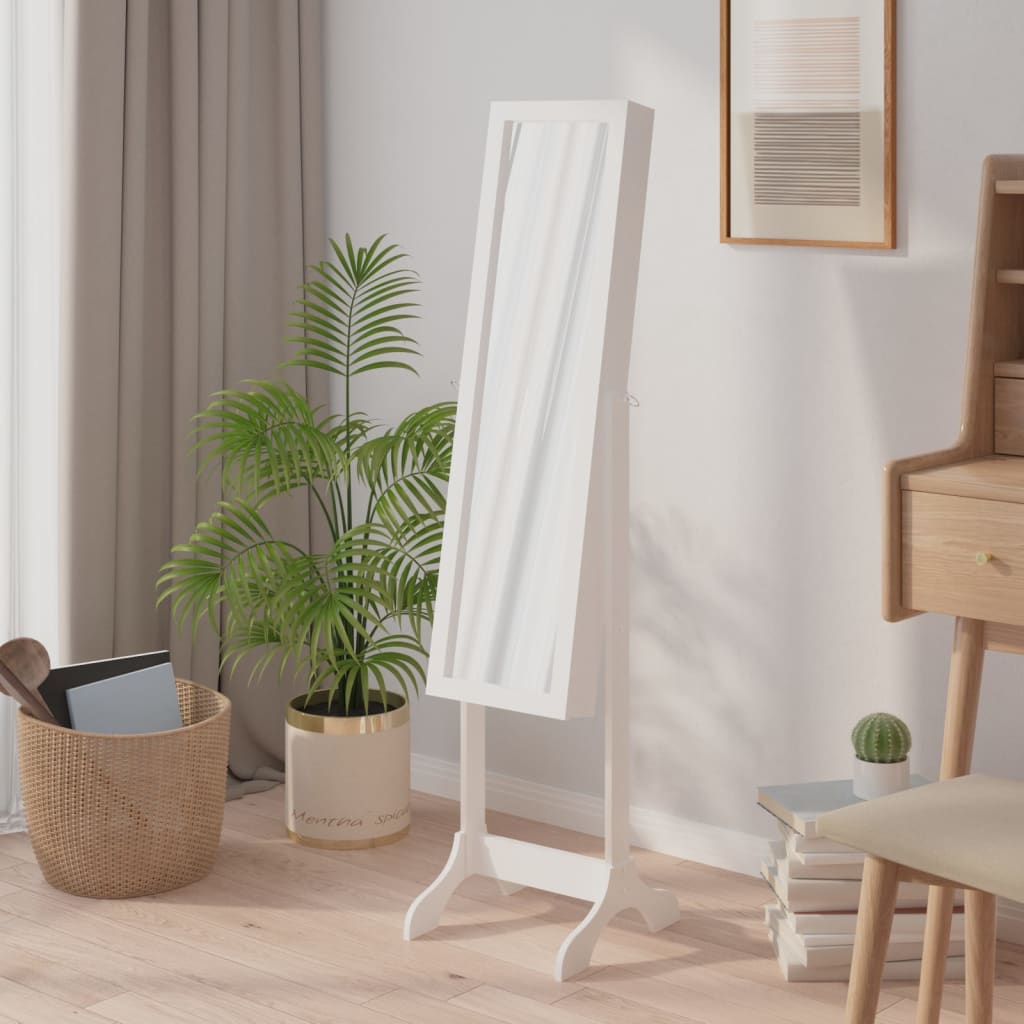 Eraldiseisev peegel, valge, 34 x 37 x 146 cm