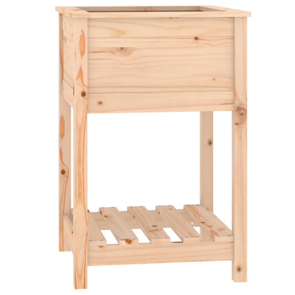 Riiuliga taimekast, must, 54x54x81 cm, männipuit