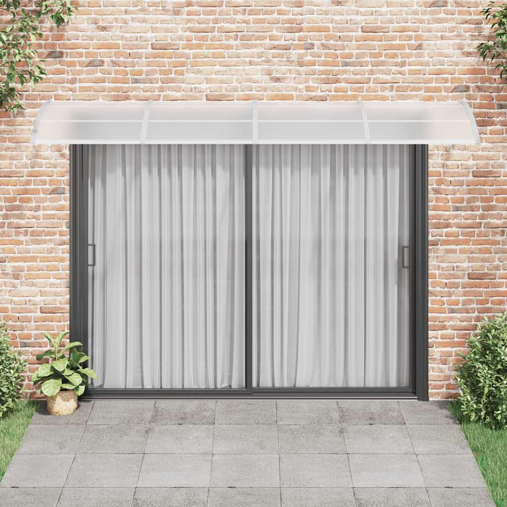 Ukse varikatus, hall ja läbipaistev, 350 x 75 cm, polükarbonaat