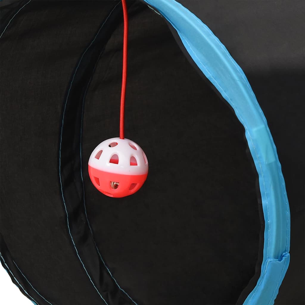 S-kujuline kassitunnel must ja sinine 122 cm polüester