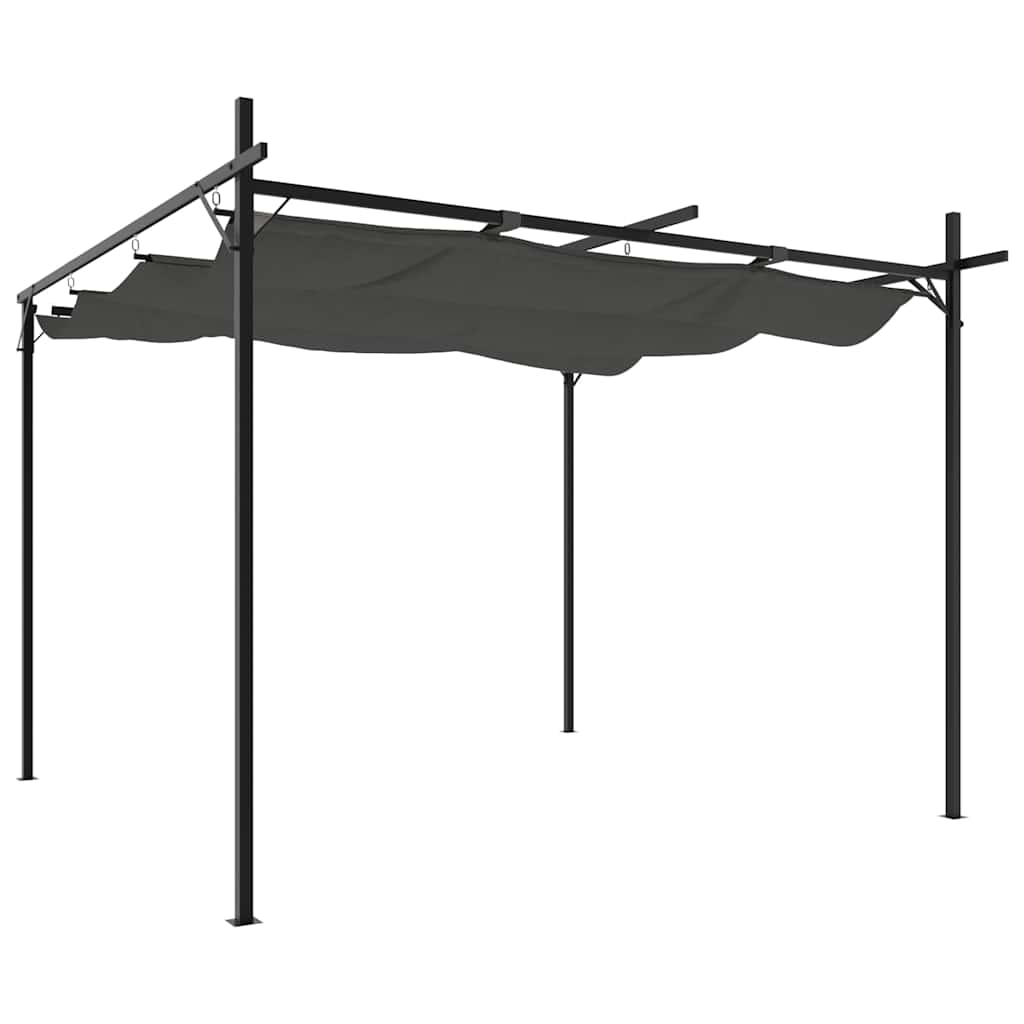 Sissetõmmatava katusega lehtla, antratsiithall, 295x292x230 cm