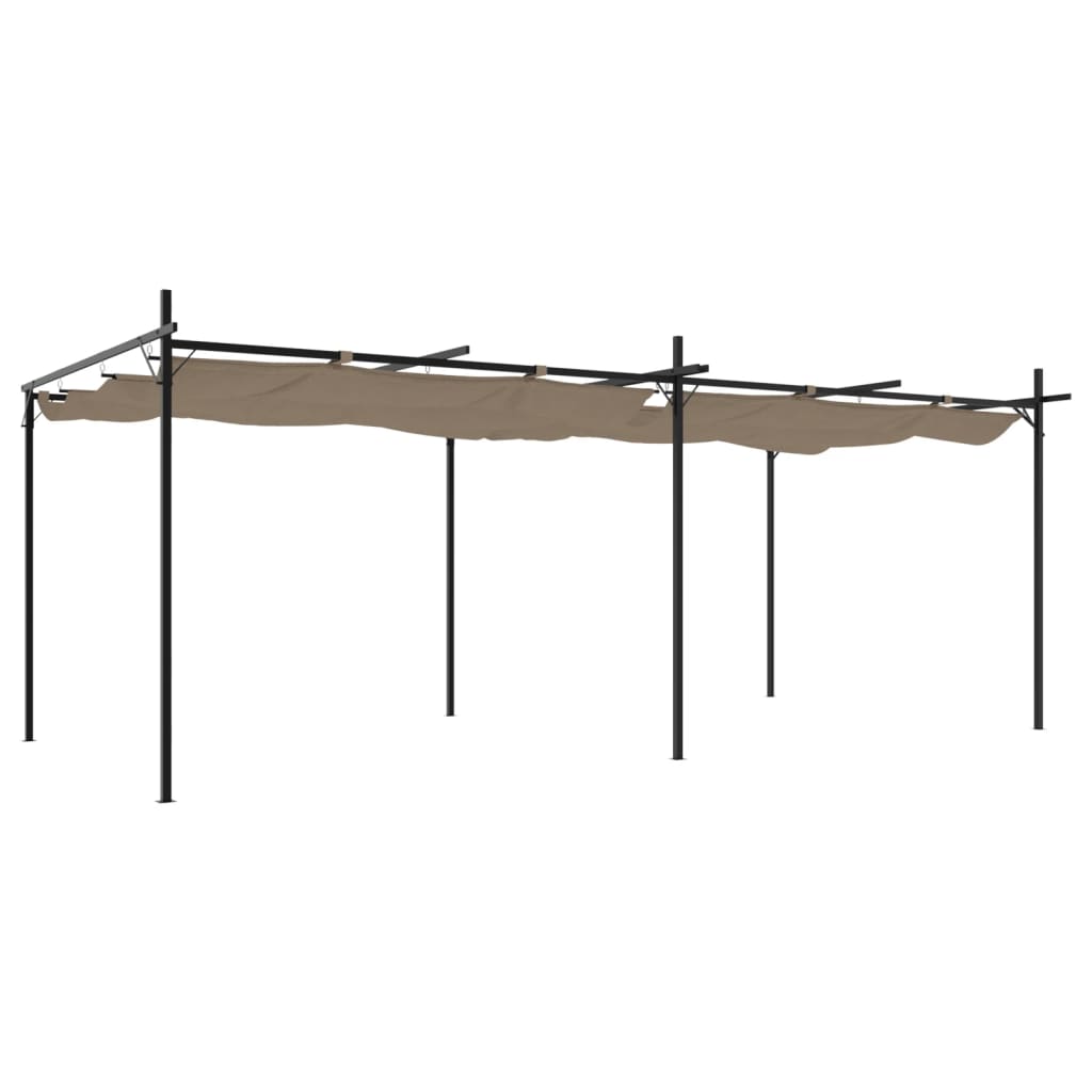 Sissetõmmatava katusega lehtla, pruunikashall, 589x292x230 cm