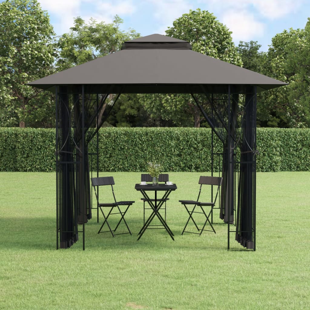 Varikatus külgseintega, antratsiithall, 300x300x270 cm, teras