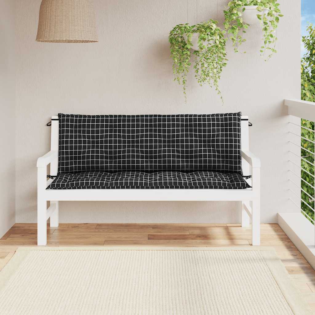 Aiapingi istmepadjad 2 tk, must ruudumuster, 150 x 50 x 7 cm