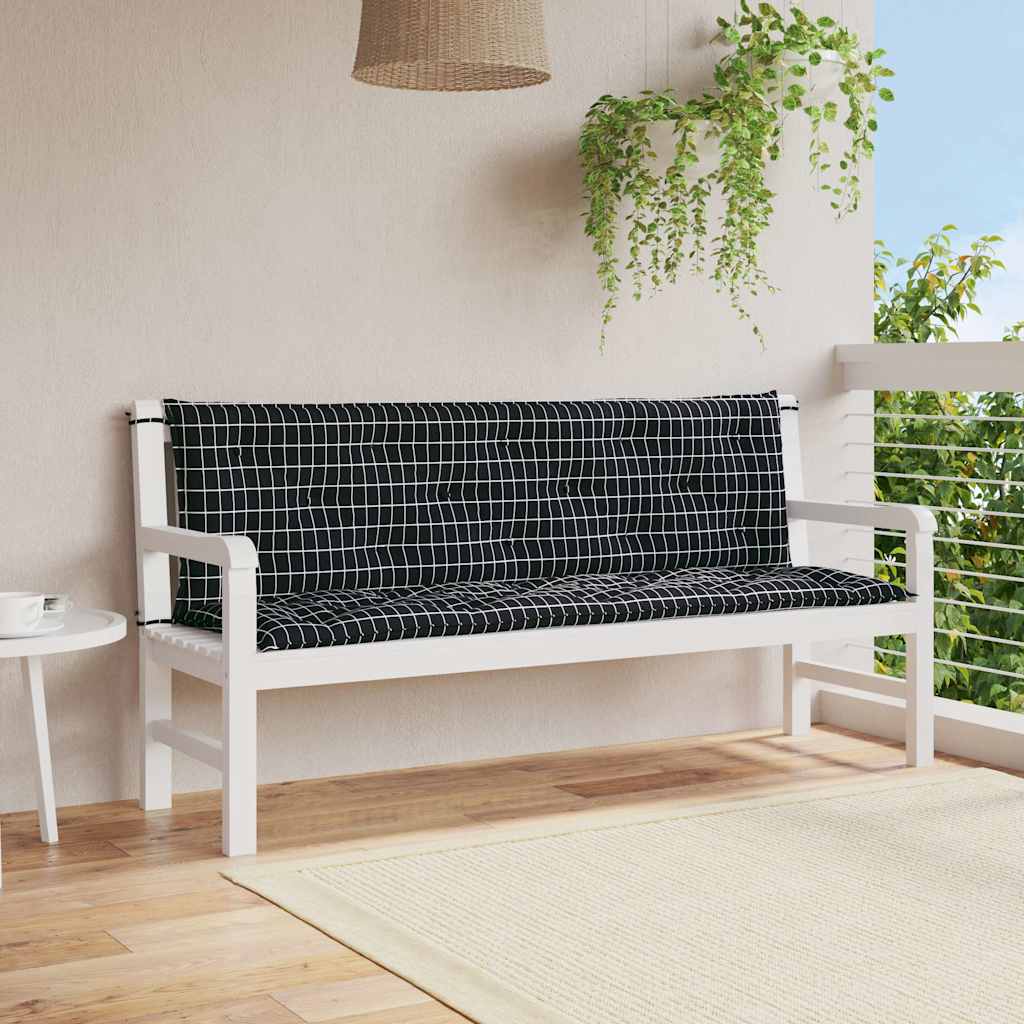 Aiapingi istmepadjad 2 tk, must ruudumuster, 150 x 50 x 7 cm
