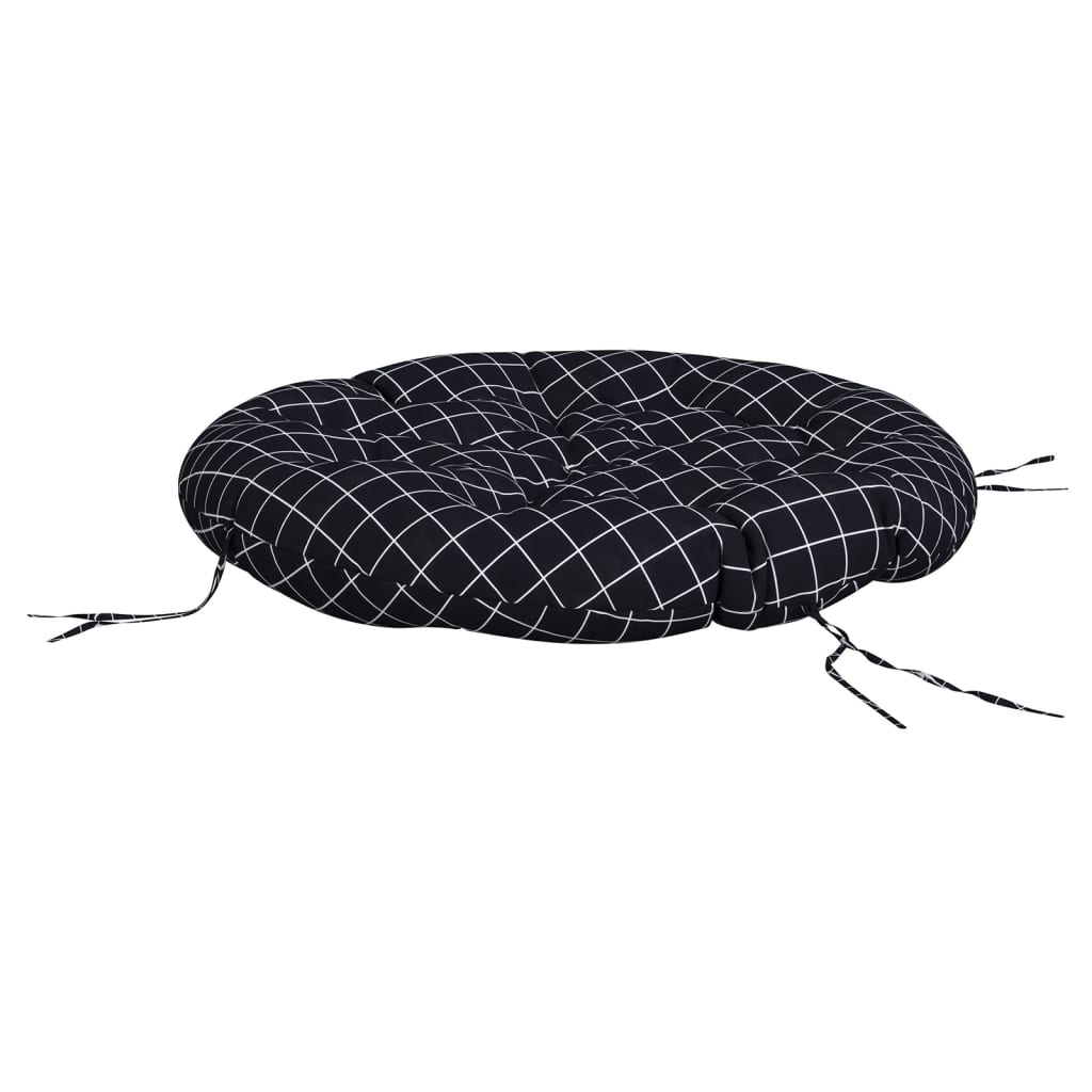 Ümmargune padi must ruudumustriga Ø 100 x 11 cm Oxford-kangast