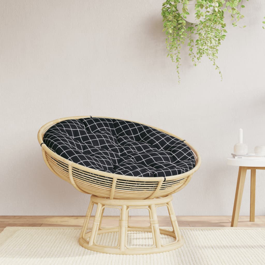 Ümmargune padi must ruudumustriga Ø 100 x 11 cm Oxford-kangast