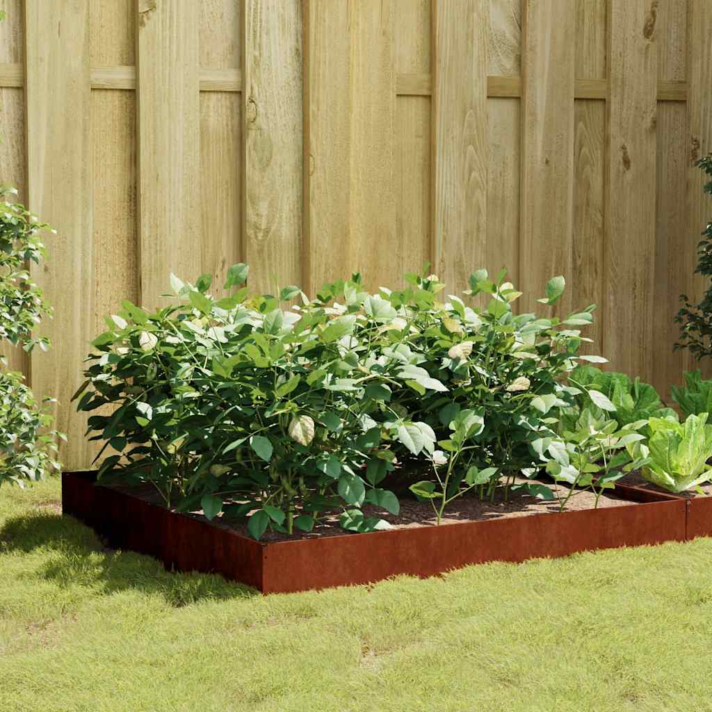 Taimekast, 100 x 100 x 26 cm, Corten-teras