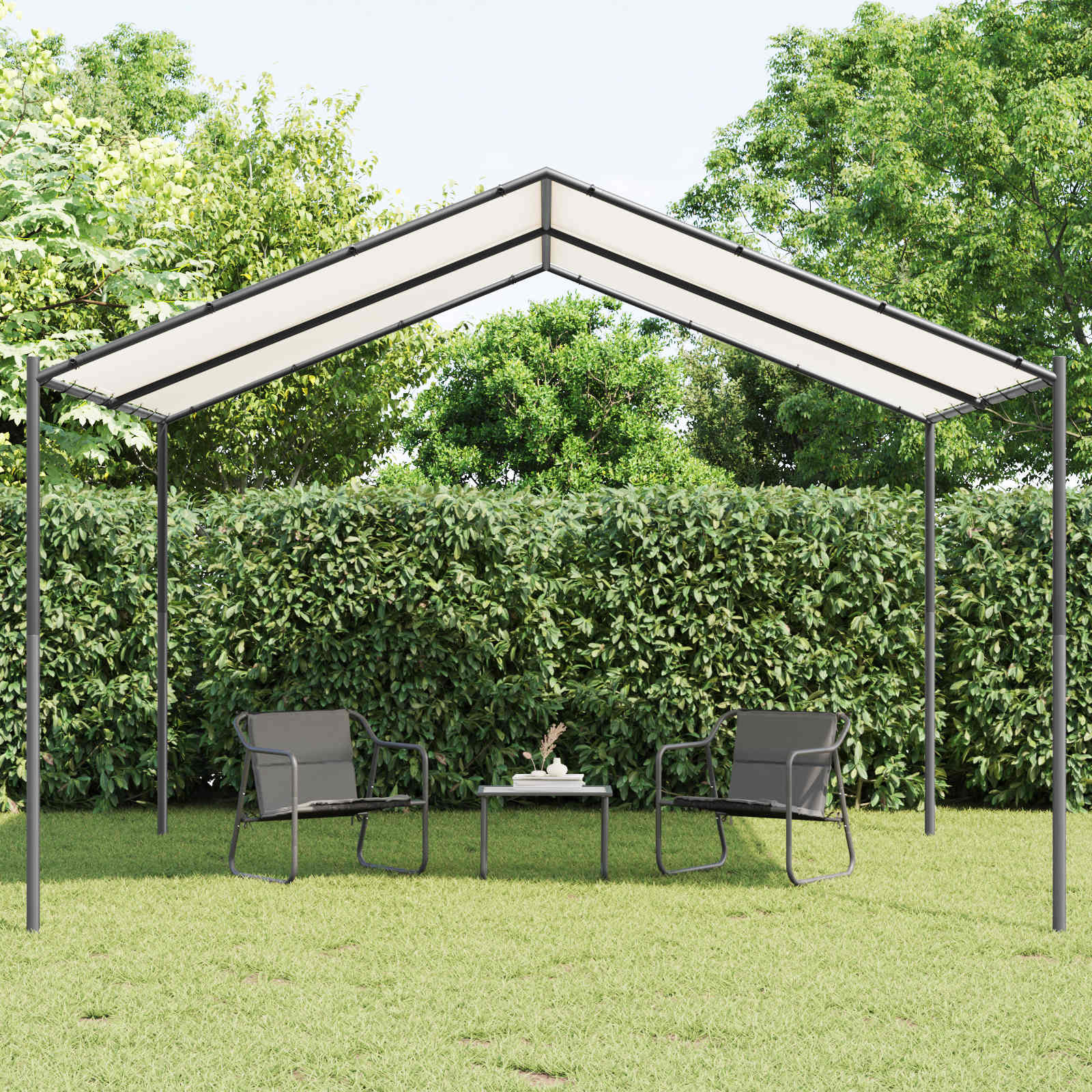 Paviljon 4 x 4 x 2,6 m Valge Teras ja polüester 180 gsm