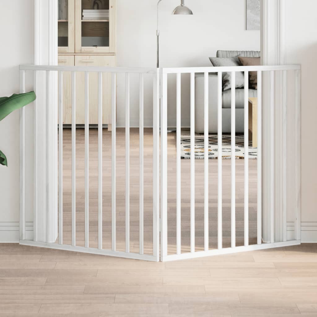Kokkupandav koeravärav, 2 paneeli, valge, 160 cm, paplipuit