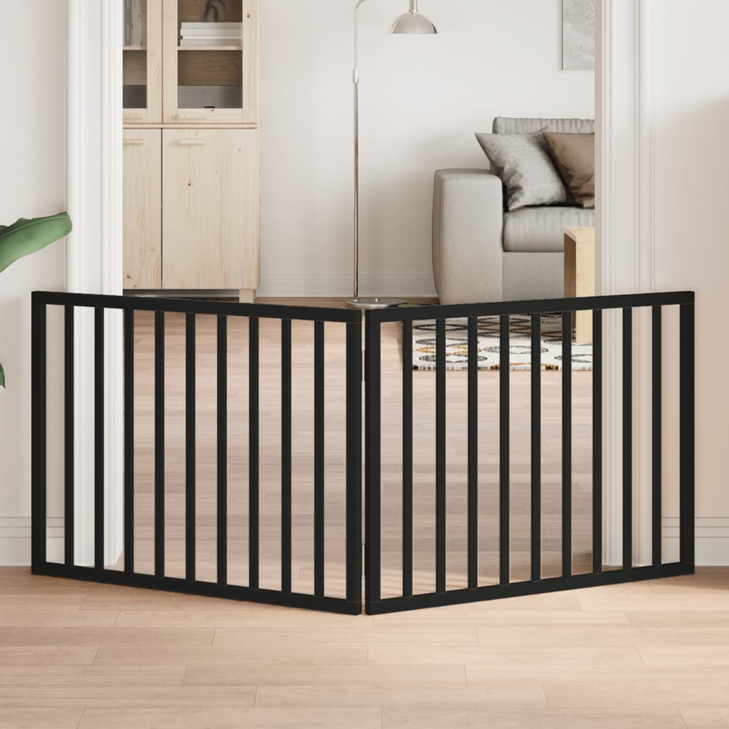 Kokkupandav koeravärav, 2 paneeli, must, 160 cm, paplipuit