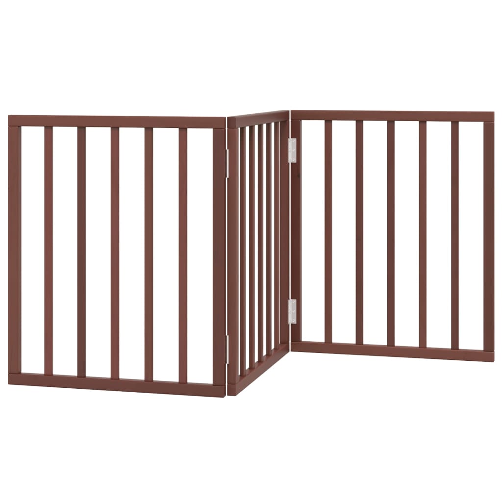 Kokkupandav koeravärav, 3 paneeli, pruun, 150 cm, paplipuit
