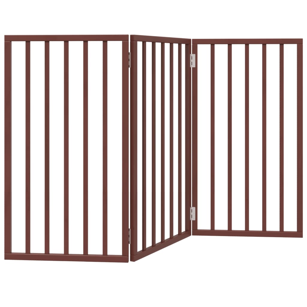 Kokkupandav koeravärav, 3 paneeli, pruun, 150 cm, paplipuit