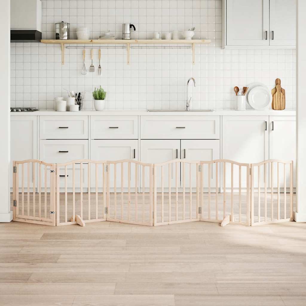 Kokkupandav koeravärav uksega, 6 paneeli, 300 cm, paplipuit