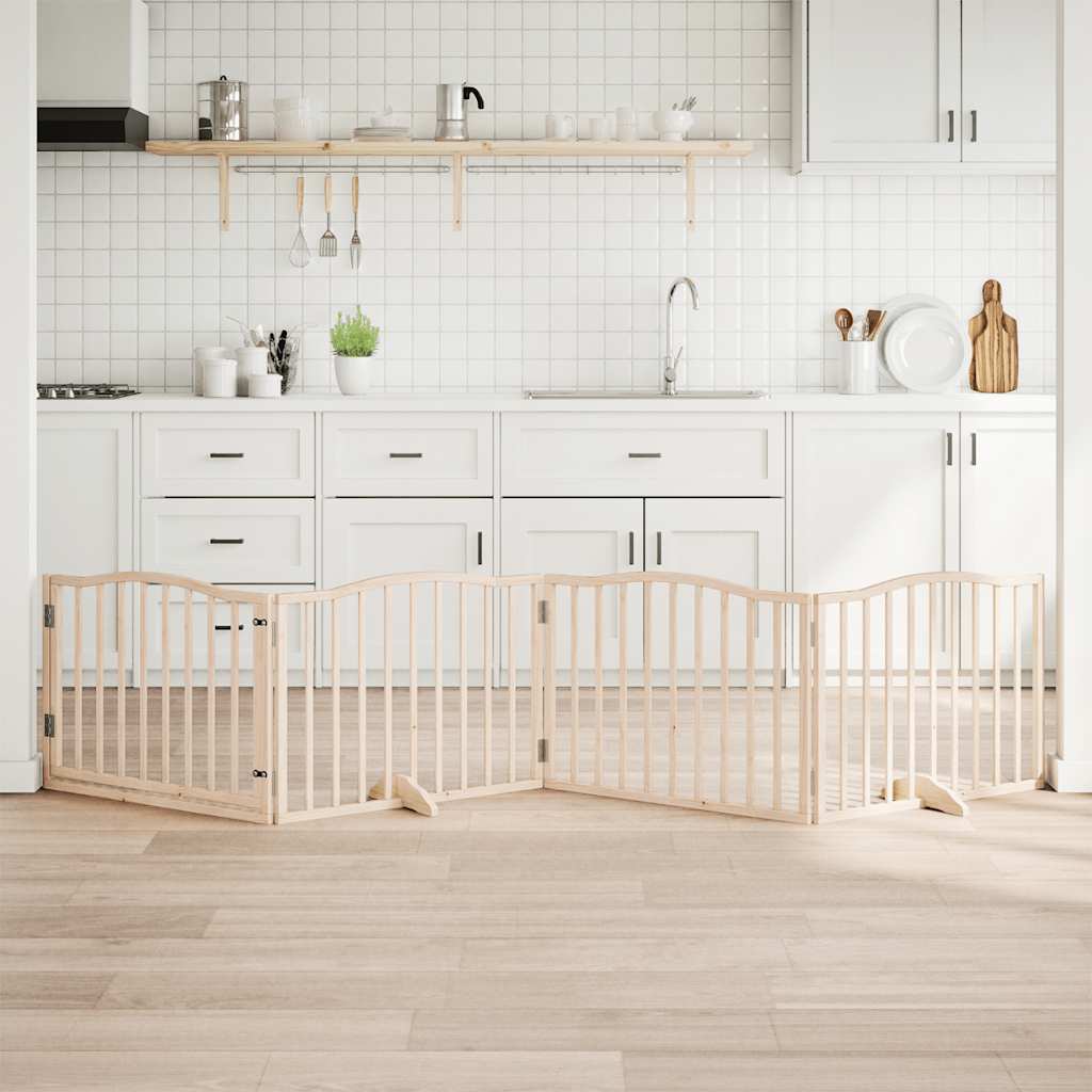 Kokkupandav koeravärav uksega, 4 paneeli, 320 cm, paplipuit