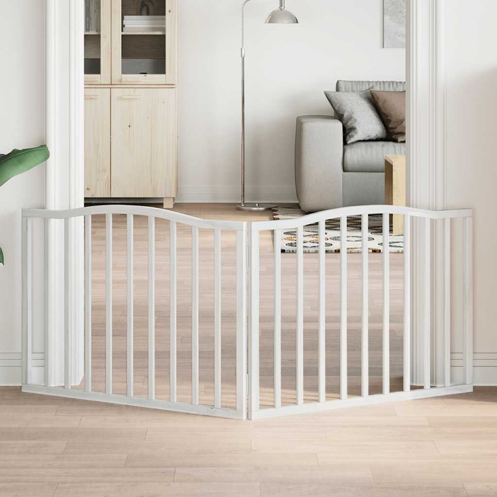 Kokkupandav koeravärav, 2 paneeli, valge, 160 cm, paplipuit
