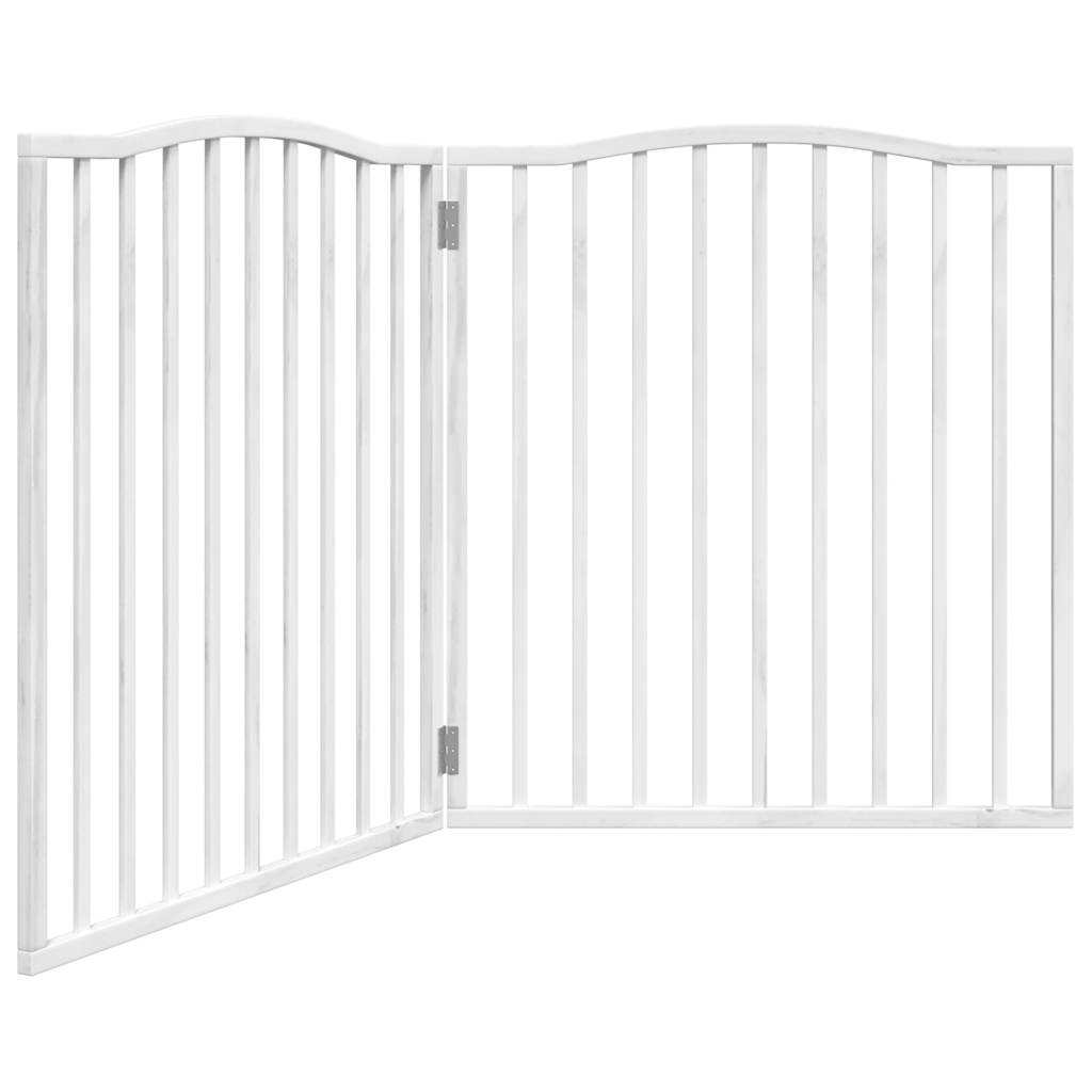 Kokkupandav koeravärav, 2 paneeli, valge, 160 cm, paplipuit