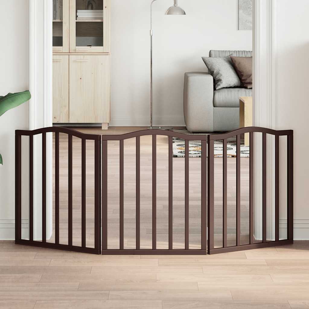 Kokkupandav koeravärav, 3 paneeli, pruun tamm, 150 cm paplipuit