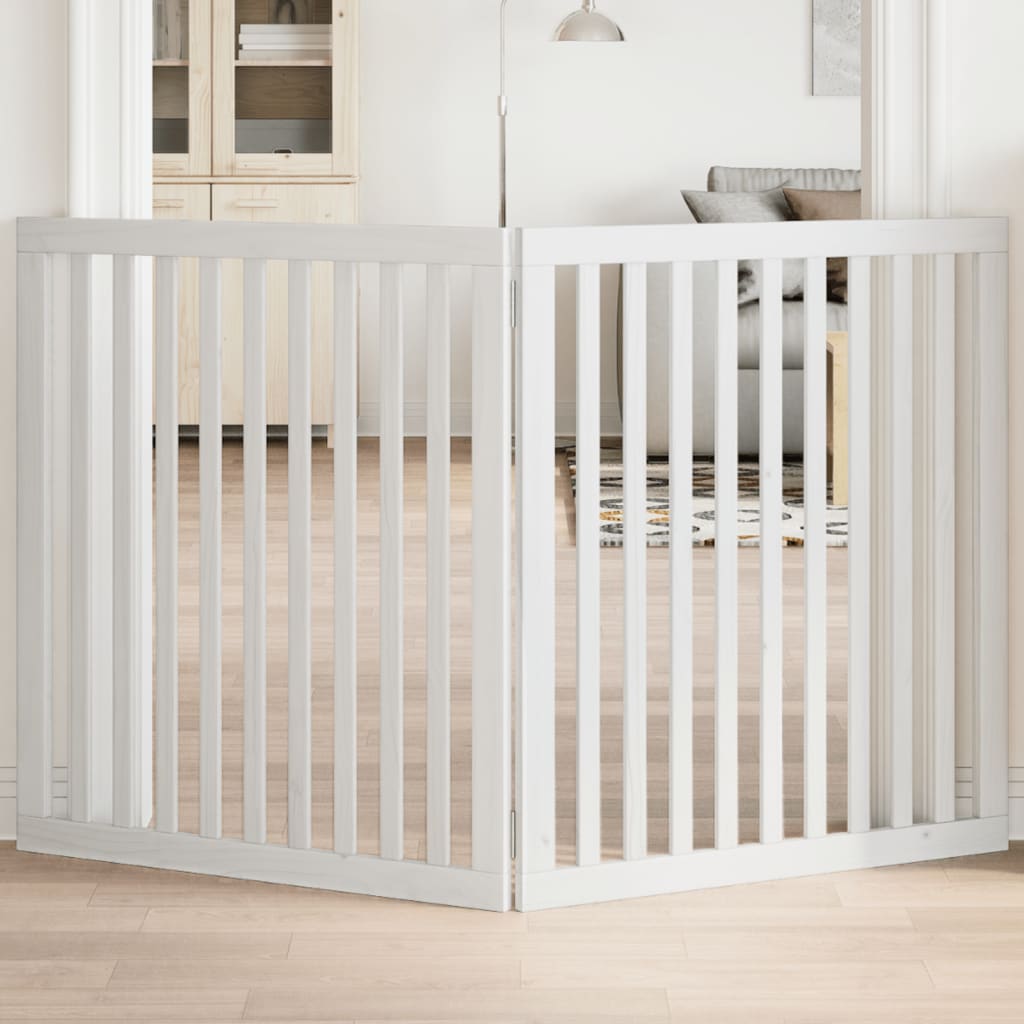 Kokkupandav koeravärav, 2 paneeli, valge, 160 cm, paplipuit