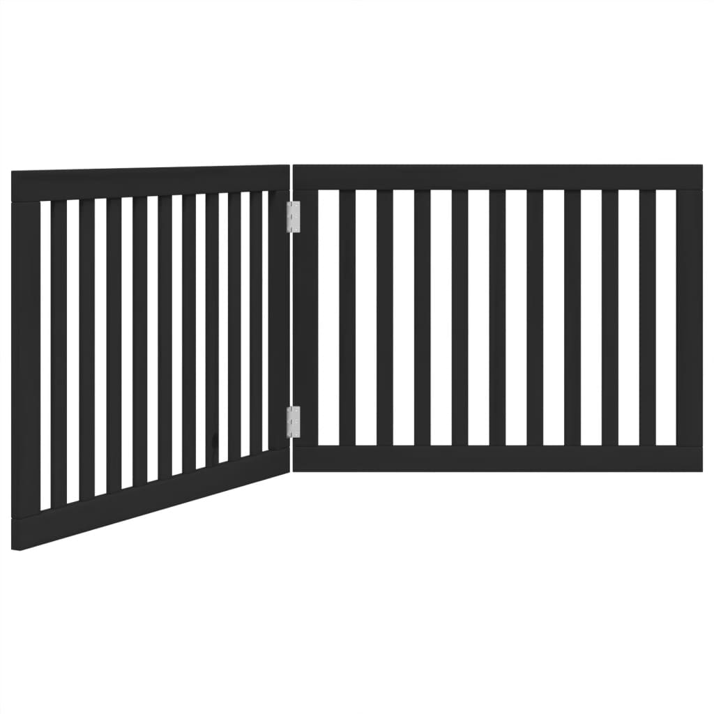 Kokkupandav koeravärav, 2 paneeli, must, 160 cm, paplipuit
