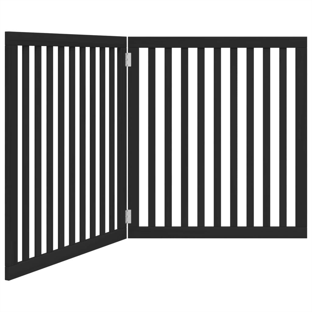 Kokkupandav koeravärav, 2 paneeli, must, 160 cm, paplipuit