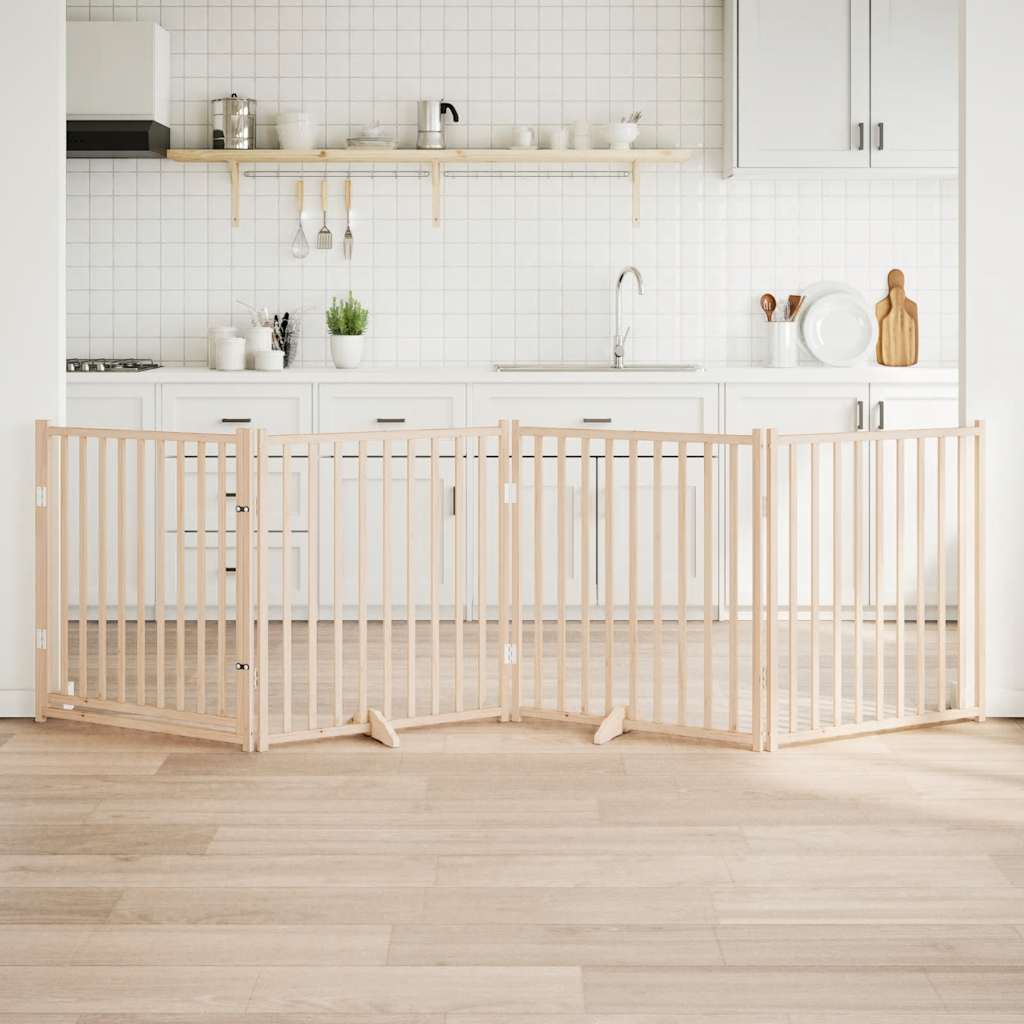 Koeravärav uksega, kokkupandav, 4 paneeli, 320 cm, täispuidust, kuusk