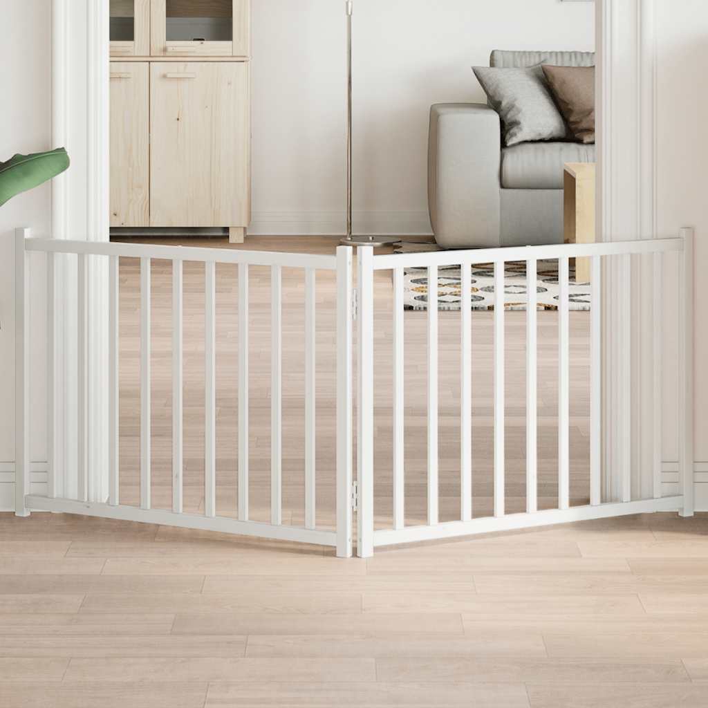 Kokkupandav koeravärav, 2 paneeli, valge, 160 cm, nulupuit