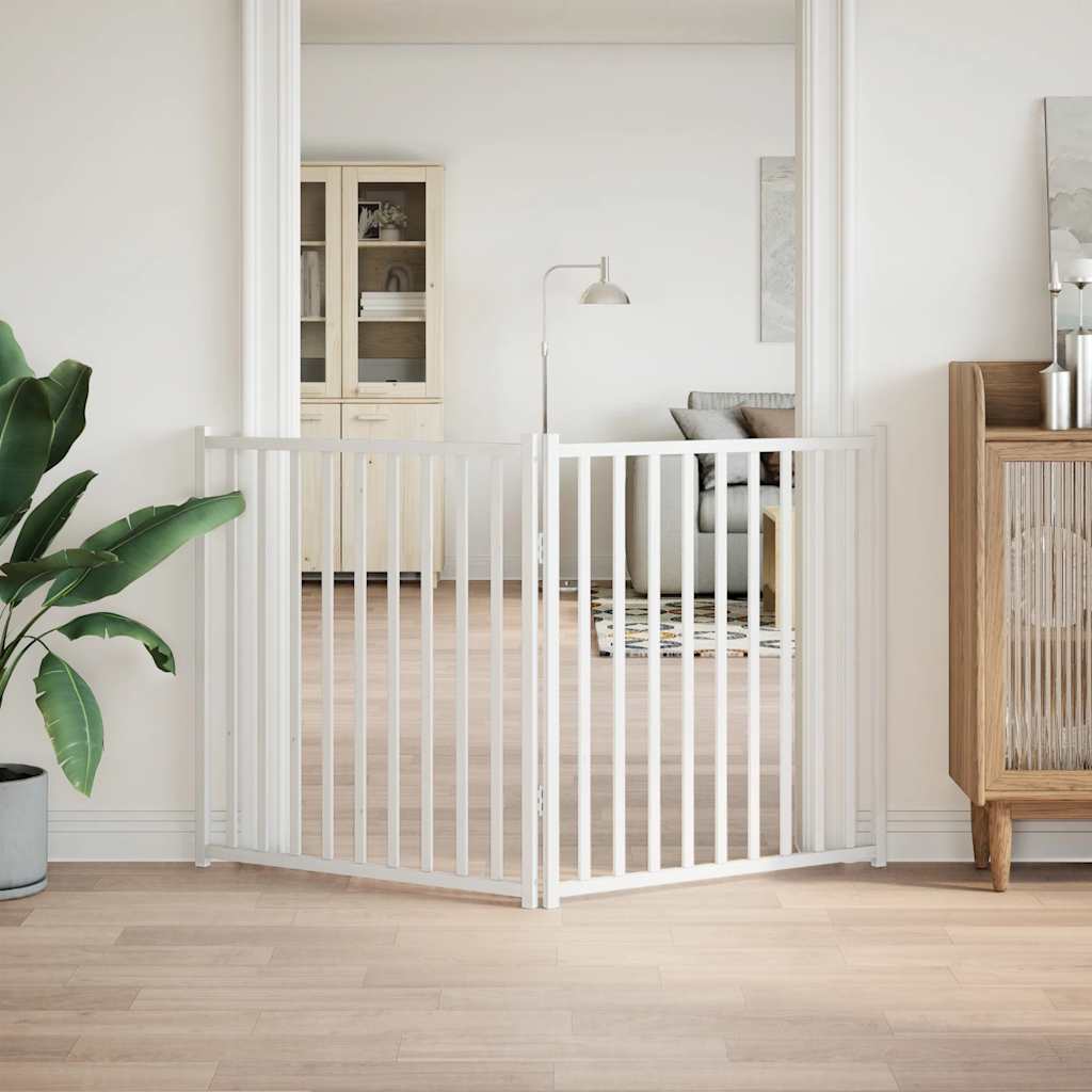 Kokkupandav koeravärav, 2 paneeli, valge, 160 cm, nulupuit