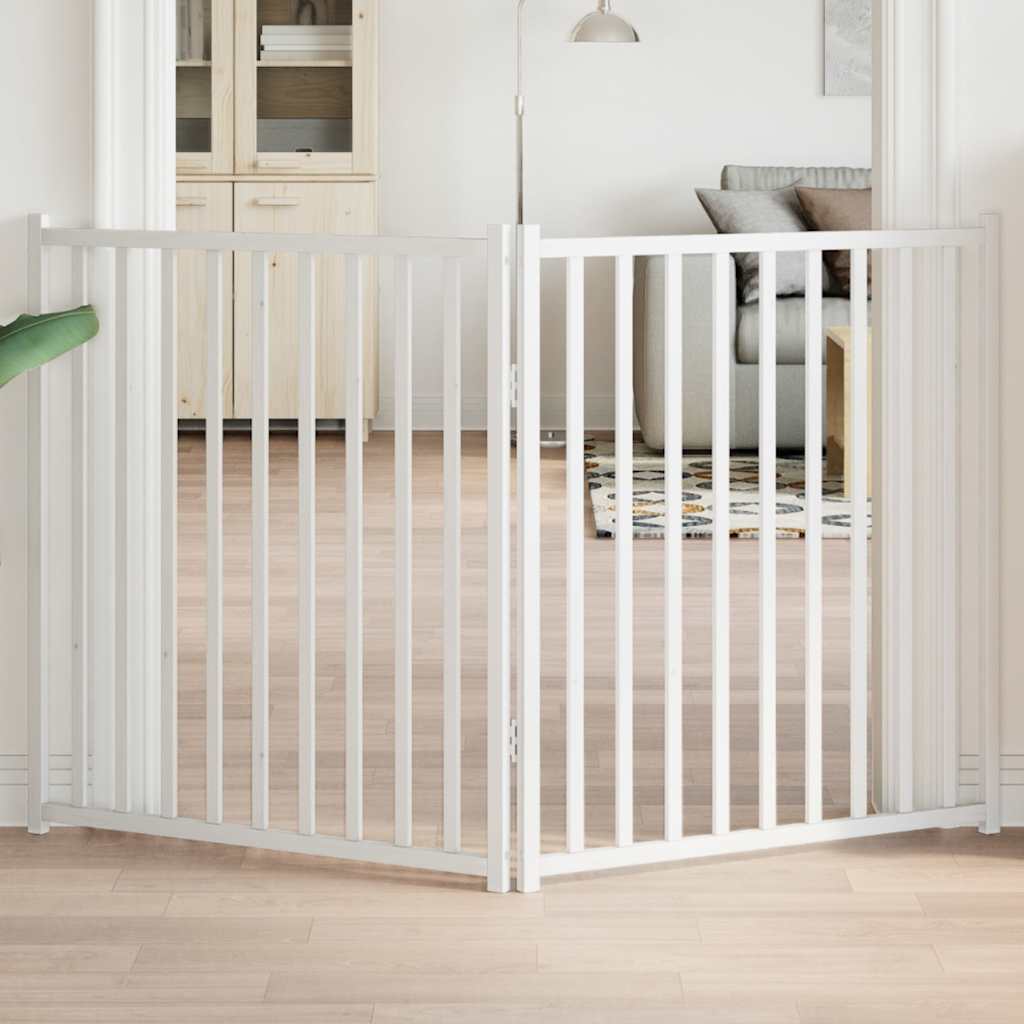 Kokkupandav koeravärav, 2 paneeli, valge, 160 cm, nulupuit