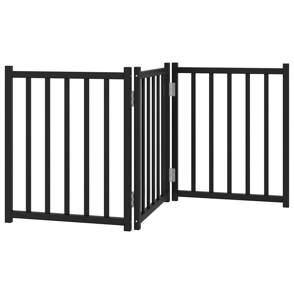 Kokkupandav koeravärav, 3 paneeli, must, 150 cm, nulupuit