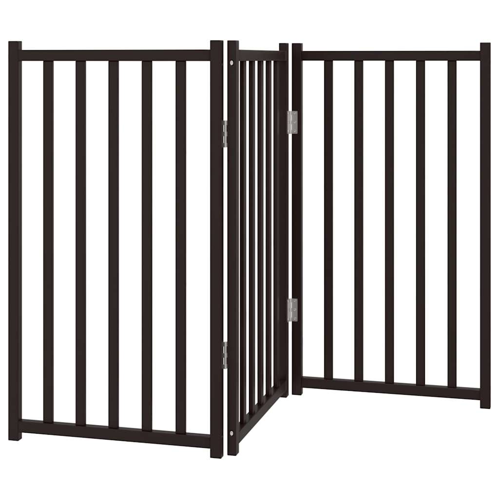 Kokkupandav koeravärav, 3 paneeli, must, 150 cm, nulupuit