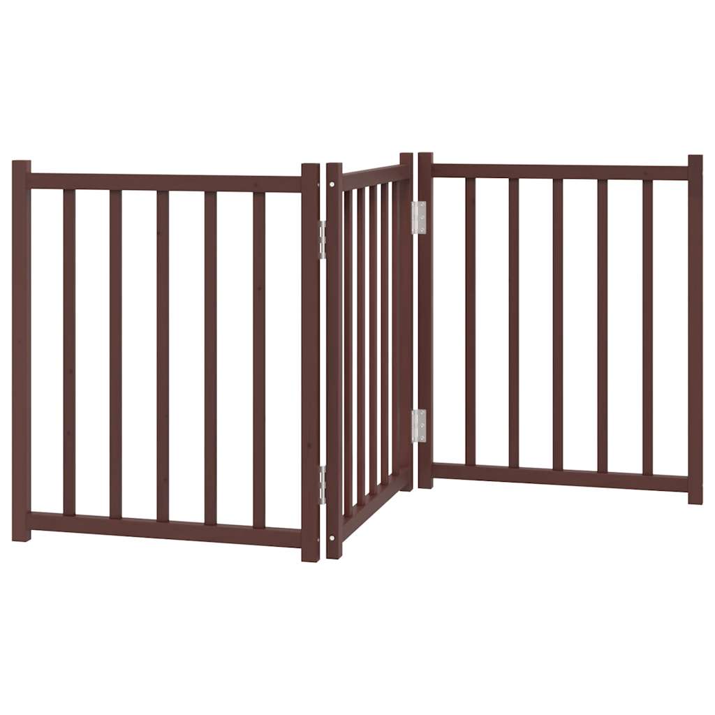 Kokkupandav koeravärav, 3 paneeli, pruun tamm, 150 cm, nulupuit