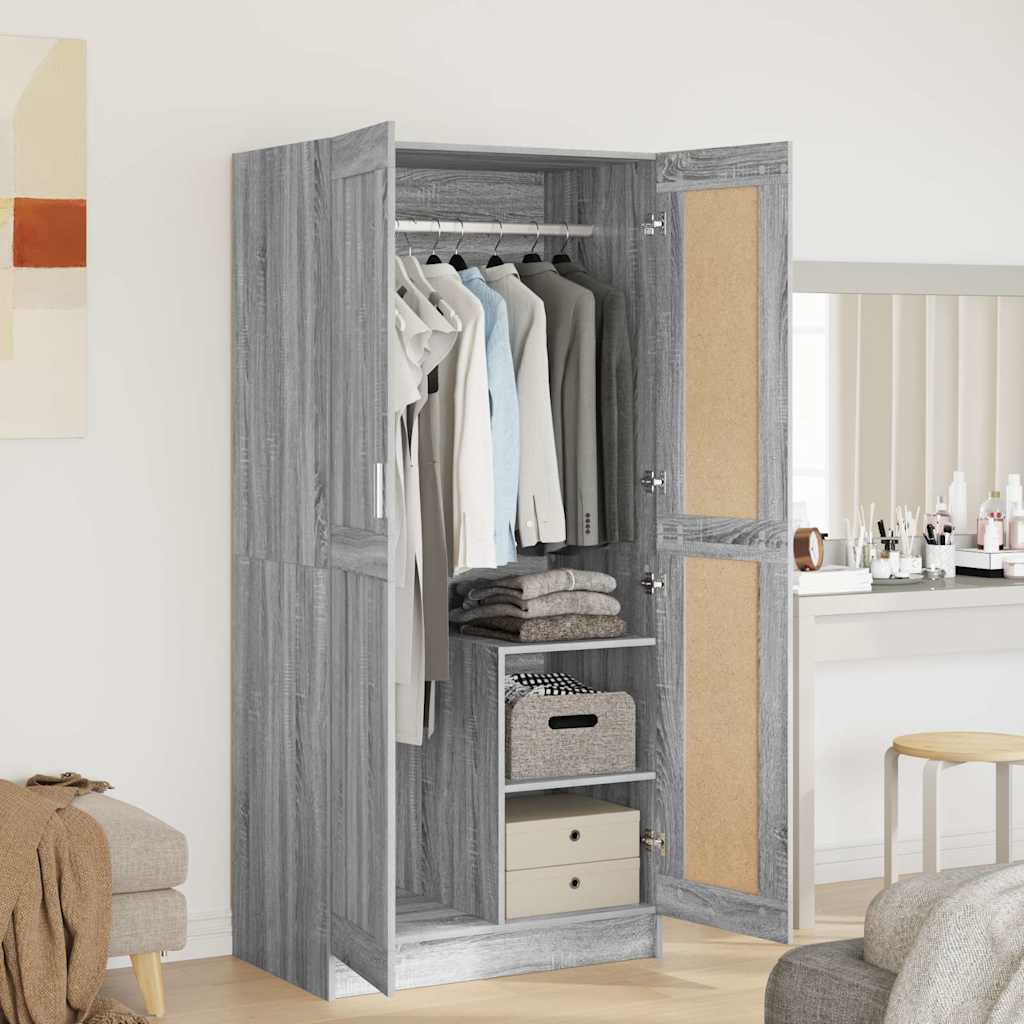 Riidekapp, hall Sonoma tamm, 82,5 x 51,5 x 180 cm, tehispuit
