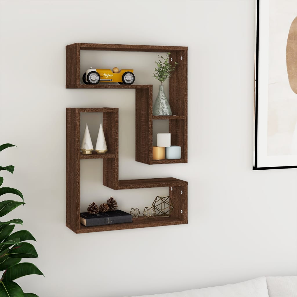 Seinariiulid 2 tk, pruun tamm, 50 x 15 x 50 cm, tehispuit